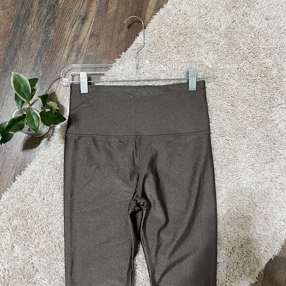Athleta Small Coffee House Brown Metallic Elation Shine High Waisted Leggings - Picture 2 of 8